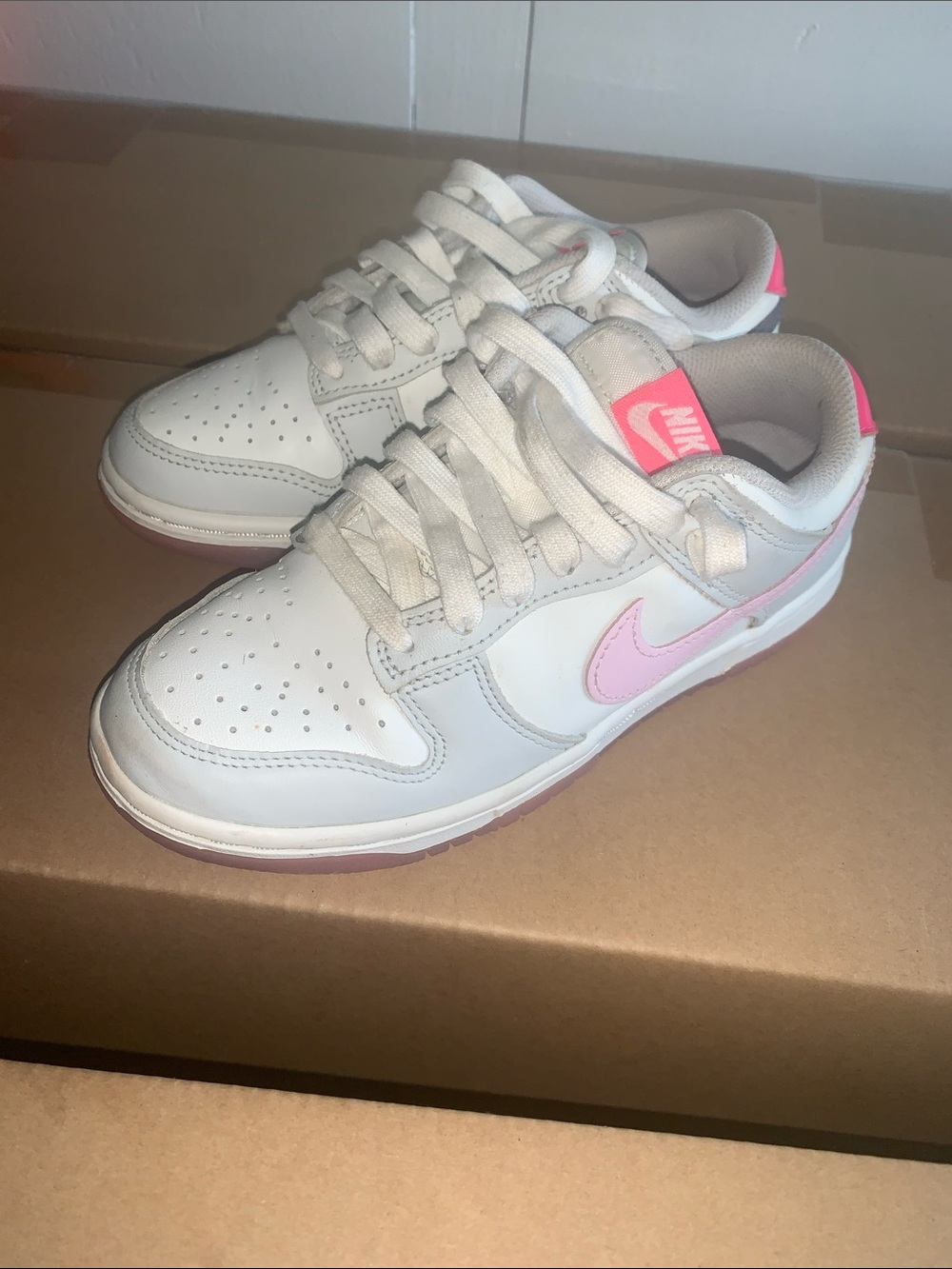 Nike White and Pink Low-Top Sneakers